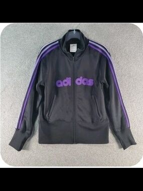 Adidas Black Track Jacket with Purple Accents